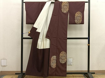 平和屋着物■訪問着　草花文　寿光織　金糸　正絹　逸品　BAAY0816mz
