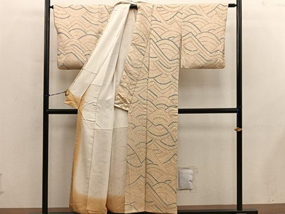 平和屋着物■上質な小紋　総絞り　幾何学文様　正絹　逸品　BAAY0817mz