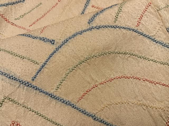 平和屋着物■上質な小紋　総絞り　幾何学文様　正絹　逸品　BAAY0817mz