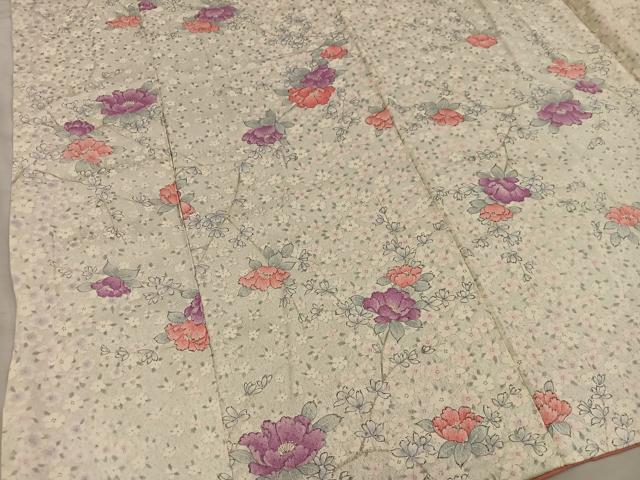 平和屋着物■上質な小紋　枝花文　正絹　逸品　BAAY0818mz