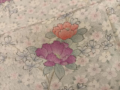 平和屋着物■上質な小紋　枝花文　正絹　逸品　BAAY0818mz