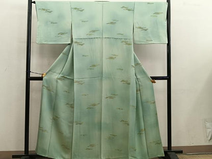 平和屋着物●上質な小紋　幾何学文様　地紋起こし　暈し染め　正絹　逸品　BAAY0824mz