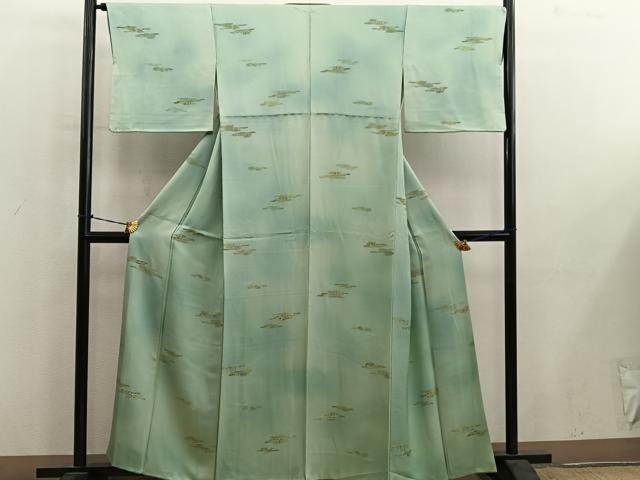 平和屋着物●上質な小紋　幾何学文様　地紋起こし　暈し染め　正絹　逸品　BAAY0824mz