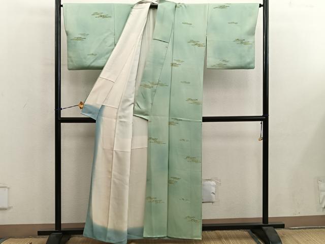 平和屋着物●上質な小紋　幾何学文様　地紋起こし　暈し染め　正絹　逸品　BAAY0824mz