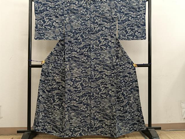 平和屋着物■上質な小紋　流水花文　正絹　逸品　BAAY0825mz