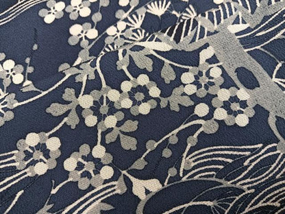 平和屋着物■上質な小紋　流水花文　正絹　逸品　BAAY0825mz