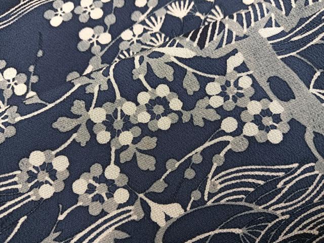 平和屋着物■上質な小紋　流水花文　正絹　逸品　BAAY0825mz