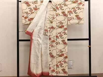 平和屋着物■上質な小紋　型染め　更紗花文　正絹　逸品　BAAY0826mz