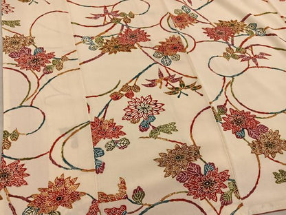 平和屋着物■上質な小紋　型染め　更紗花文　正絹　逸品　BAAY0826mz