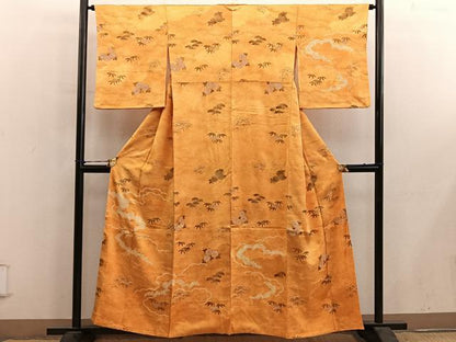 平和屋着物■訪問着　雲重ね菊花文　正絹　逸品　BAAY0827mz