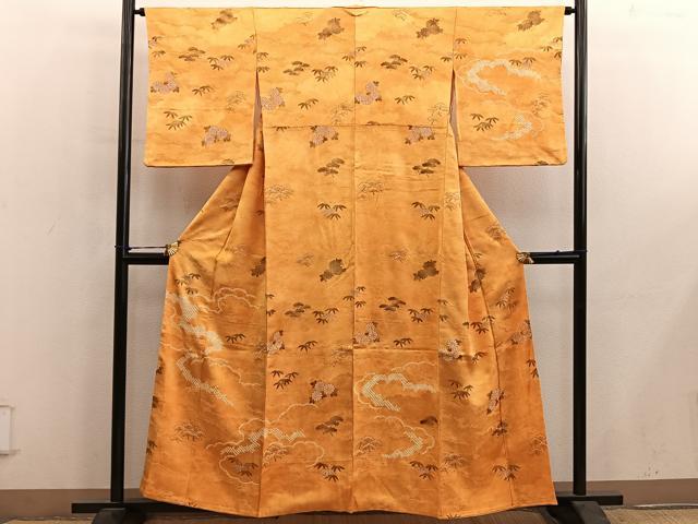 平和屋着物■訪問着　雲重ね菊花文　正絹　逸品　BAAY0827mz