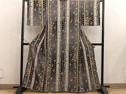 平和屋着物■上質な小紋　鳳凰花文　暈し染め　金彩　正絹　逸品　BAAY0829mz