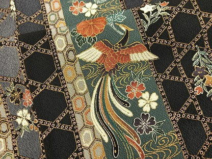 平和屋着物■上質な小紋　鳳凰花文　暈し染め　金彩　正絹　逸品　BAAY0829mz