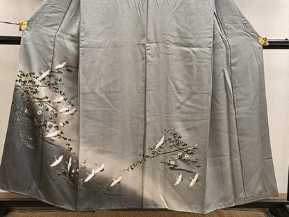 平和屋着物■訪問着　飛鶴花文　暈し染め　金彩　正絹　逸品　BAAY0830mz