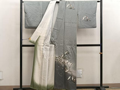 平和屋着物■訪問着　飛鶴花文　暈し染め　金彩　正絹　逸品　BAAY0830mz