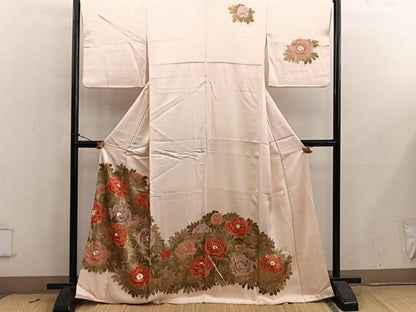 平和屋着物■訪問着　刺繍　牡丹文　金彩　正絹　逸品　BAAY0831mz
