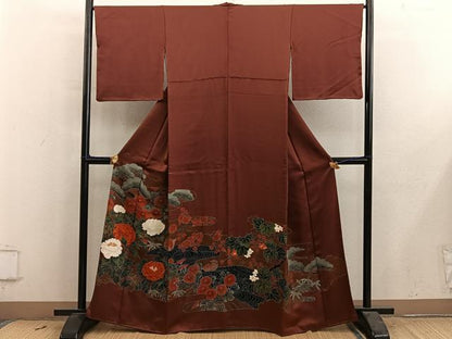 平和屋着物■豪華色留袖　刺繍　鴛鴦花文　金彩　正絹　逸品　BAAY0833mz