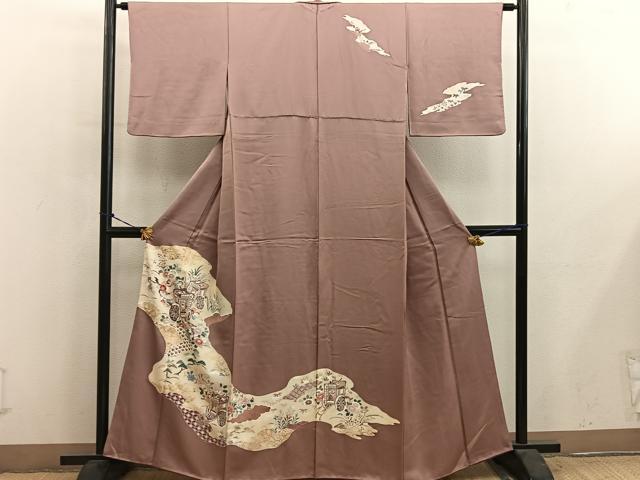 平和屋着物■訪問着　御所車花文　金彩　正絹　逸品　BAAY0837mz