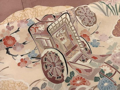 平和屋着物■訪問着　御所車花文　金彩　正絹　逸品　BAAY0837mz