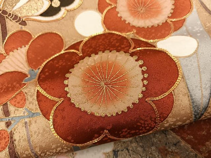平和屋着物●豪華振袖　駒刺繍　舞蝶花文　金彩　高島屋扱い　正絹　逸品　BAAY0838mz