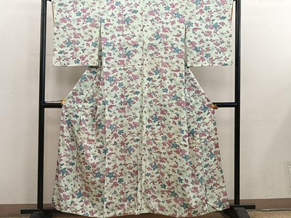平和屋着物■上質な小紋　草花文　正絹　逸品　BAAY0839mz