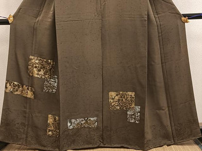 平和屋着物●訪問着　刺繍　草花文　金彩　正絹　逸品　BAAY0840mz