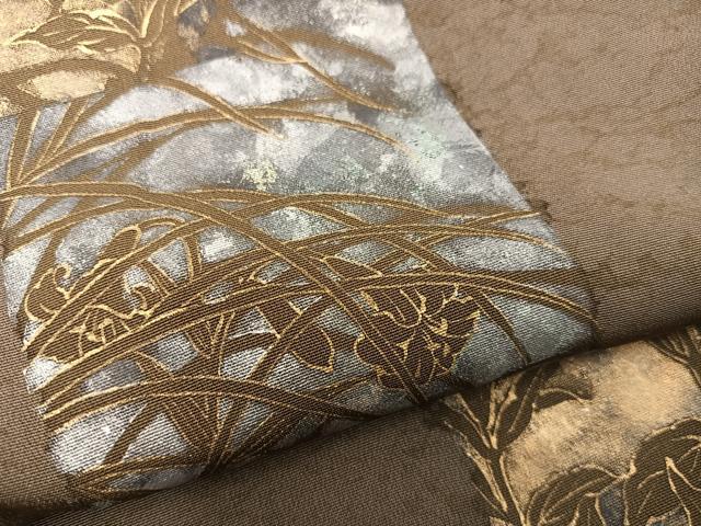 平和屋着物●訪問着　刺繍　草花文　金彩　正絹　逸品　BAAY0840mz