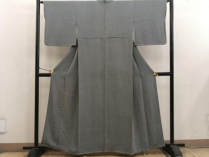 平和屋着物■上質な小紋　草花文　鬼しぼ縮緬　正絹　逸品　BAAY0841mz