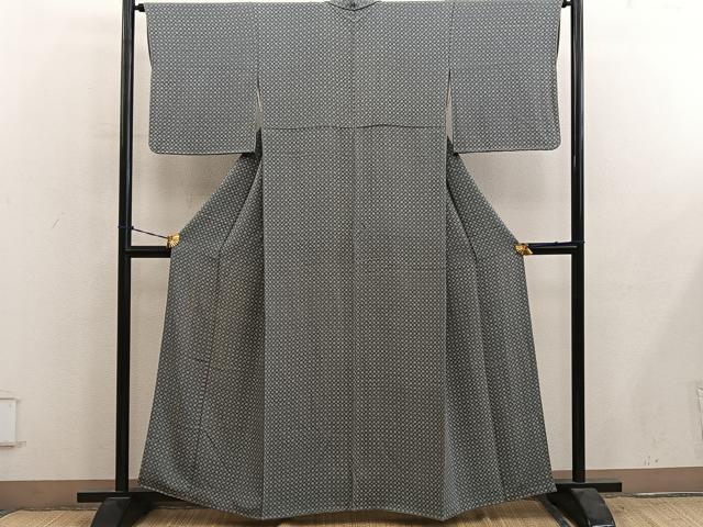 平和屋着物■上質な小紋　草花文　鬼しぼ縮緬　正絹　逸品　BAAY0841mz