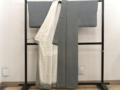 平和屋着物■上質な小紋　草花文　鬼しぼ縮緬　正絹　逸品　BAAY0841mz