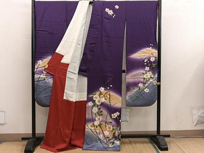 平和屋着物■豪華振袖　御所車花文　暈し染め　金彩　正絹　逸品　BAAY0843mz