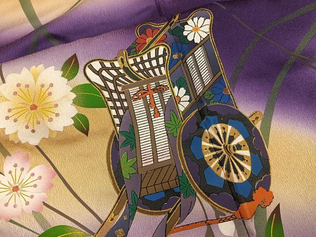 平和屋着物■豪華振袖　御所車花文　暈し染め　金彩　正絹　逸品　BAAY0843mz