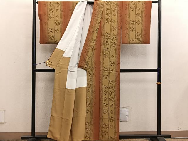 平和屋着物■上質な小紋　草花丸文　暈し染め　正絹　逸品　BAAY0845mz