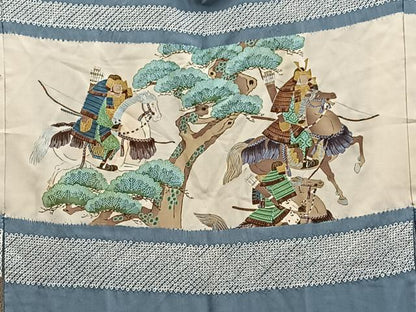 平和屋着物■男性　長襦袢　袷　絞り　狩猟文　正絹　逸品　BAAY0847mz