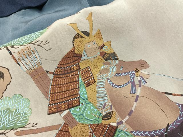 平和屋着物■男性　長襦袢　袷　絞り　狩猟文　正絹　逸品　BAAY0847mz
