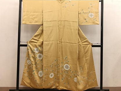 平和屋着物●訪問着　刺繍　花唐草文　金彩　正絹　逸品　BAAY0848mz