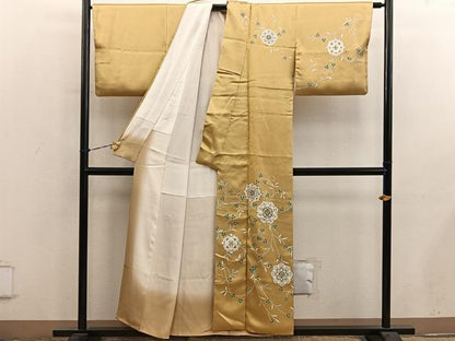 平和屋着物●訪問着　刺繍　花唐草文　金彩　正絹　逸品　BAAY0848mz
