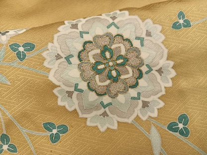 平和屋着物●訪問着　刺繍　花唐草文　金彩　正絹　逸品　BAAY0848mz