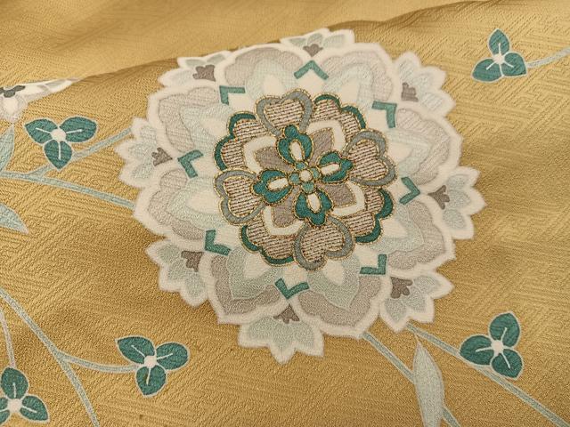 平和屋着物●訪問着　刺繍　花唐草文　金彩　正絹　逸品　BAAY0848mz