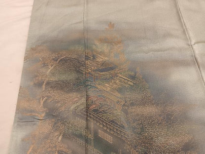 平和屋着物■訪問着　風景文　暈し染め　金彩　正絹　逸品　未使用　BAAY0849mz