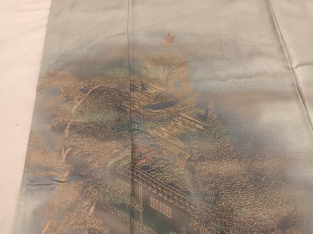 平和屋着物■訪問着　風景文　暈し染め　金彩　正絹　逸品　未使用　BAAY0849mz
