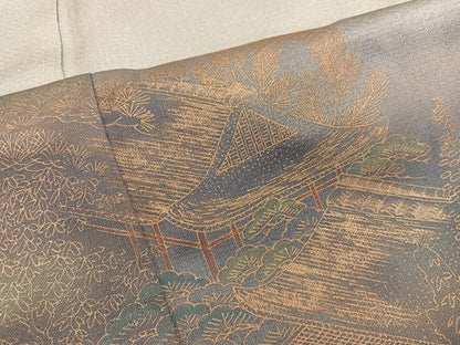 平和屋着物■訪問着　風景文　暈し染め　金彩　正絹　逸品　未使用　BAAY0849mz