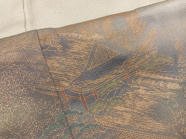 平和屋着物■訪問着　風景文　暈し染め　金彩　正絹　逸品　未使用　BAAY0849mz