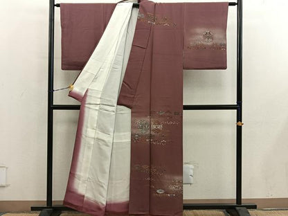平和屋着物●訪問着　草花文　金彩　鬼しぼ縮緬　正絹　逸品　BAAY0851mz