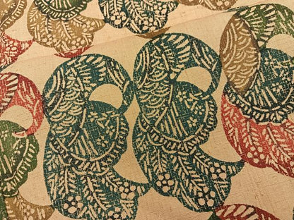 平和屋着物■上質な小紋　紬地　型染め　草花文　正絹　逸品　BAAY0857mz