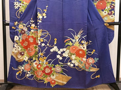 平和屋着物■豪華振袖　駒刺繍　薔薇　船　金彩　正絹　逸品　BAAY0861mz