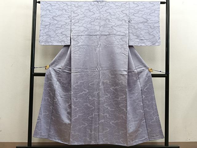 平和屋着物■上質な色無地　雲重ね地紋　霞色　正絹　逸品　未使用　BAAY0862mz