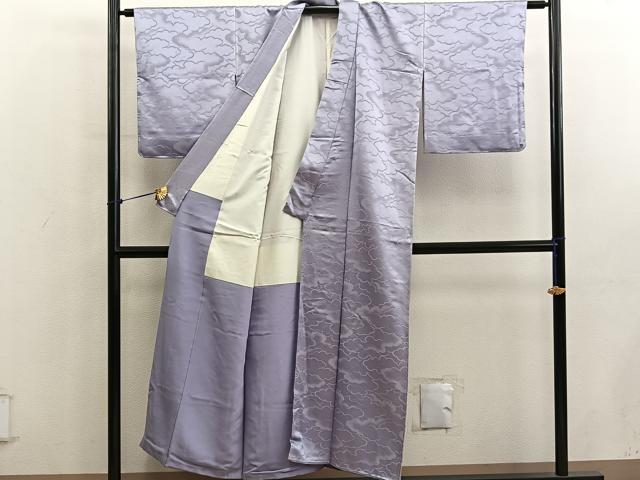 平和屋着物■上質な色無地　雲重ね地紋　霞色　正絹　逸品　未使用　BAAY0862mz