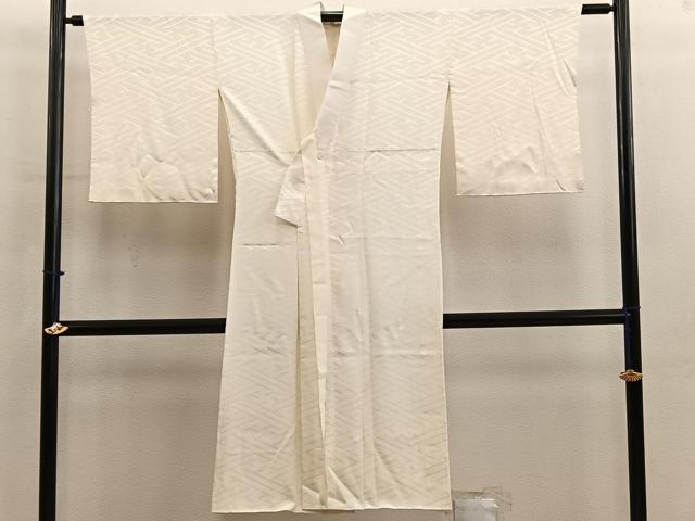 平和屋着物■長襦袢　袷　紗綾形地紋　白色　正絹　逸品　BAAY0864mz
