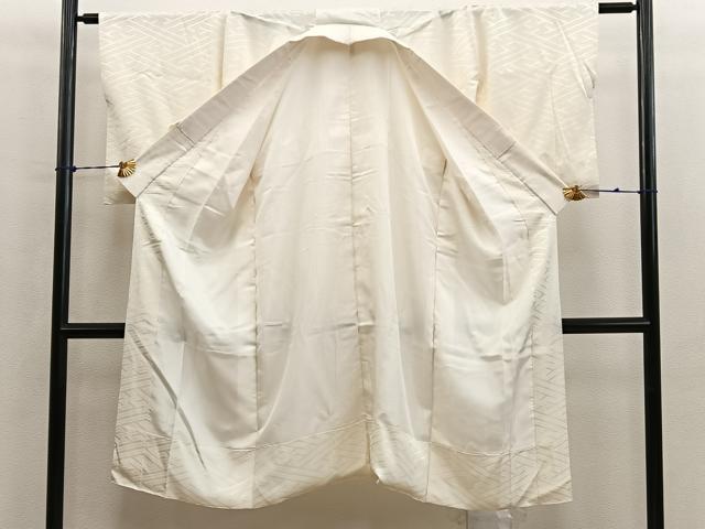 平和屋着物■長襦袢　袷　紗綾形地紋　白色　正絹　逸品　BAAY0864mz